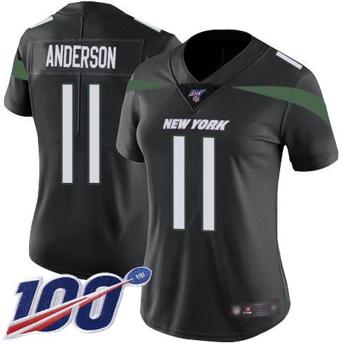New York Jets Limited Black Women Robby Anderson Alternate Jersey NFL Football #11 100th Season Vapor Untouchable->women nfl jersey->Women Jersey